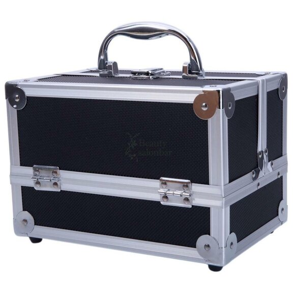 Professional Travel Aluminum Makeup Train Case Cosmetic Jewelry Box with Mirror - Picture 1 of 3